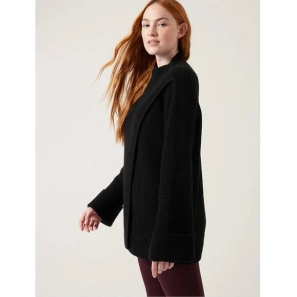 Large - ATHLETA Cashmere Wool Azalea Sweater Oversized Black NEW no tag $249 - Picture 3 of 8